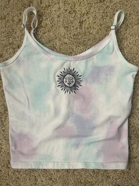 Hollister Sun Graphic Pastel Tie-Dye Crop Tank Top Size XS